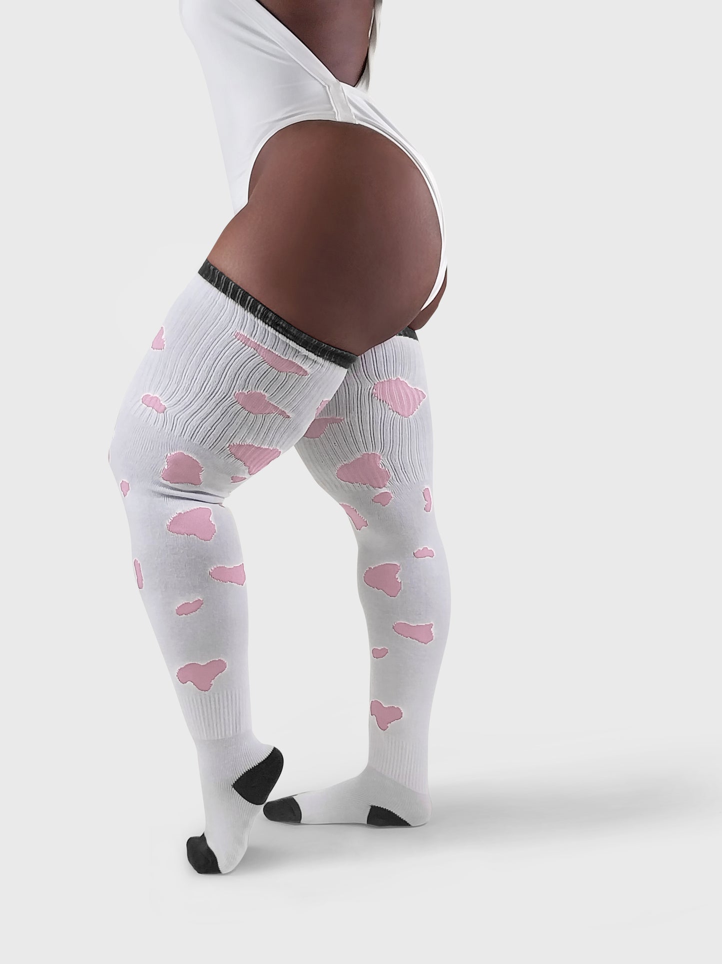 Thunda Tūbbies - Cow Print (White w/Pink Spots)
