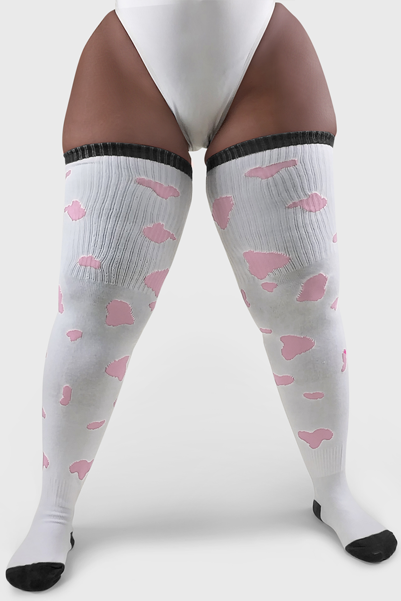 Thunda Tūbbies - Cow Print (White w/Pink Spots)