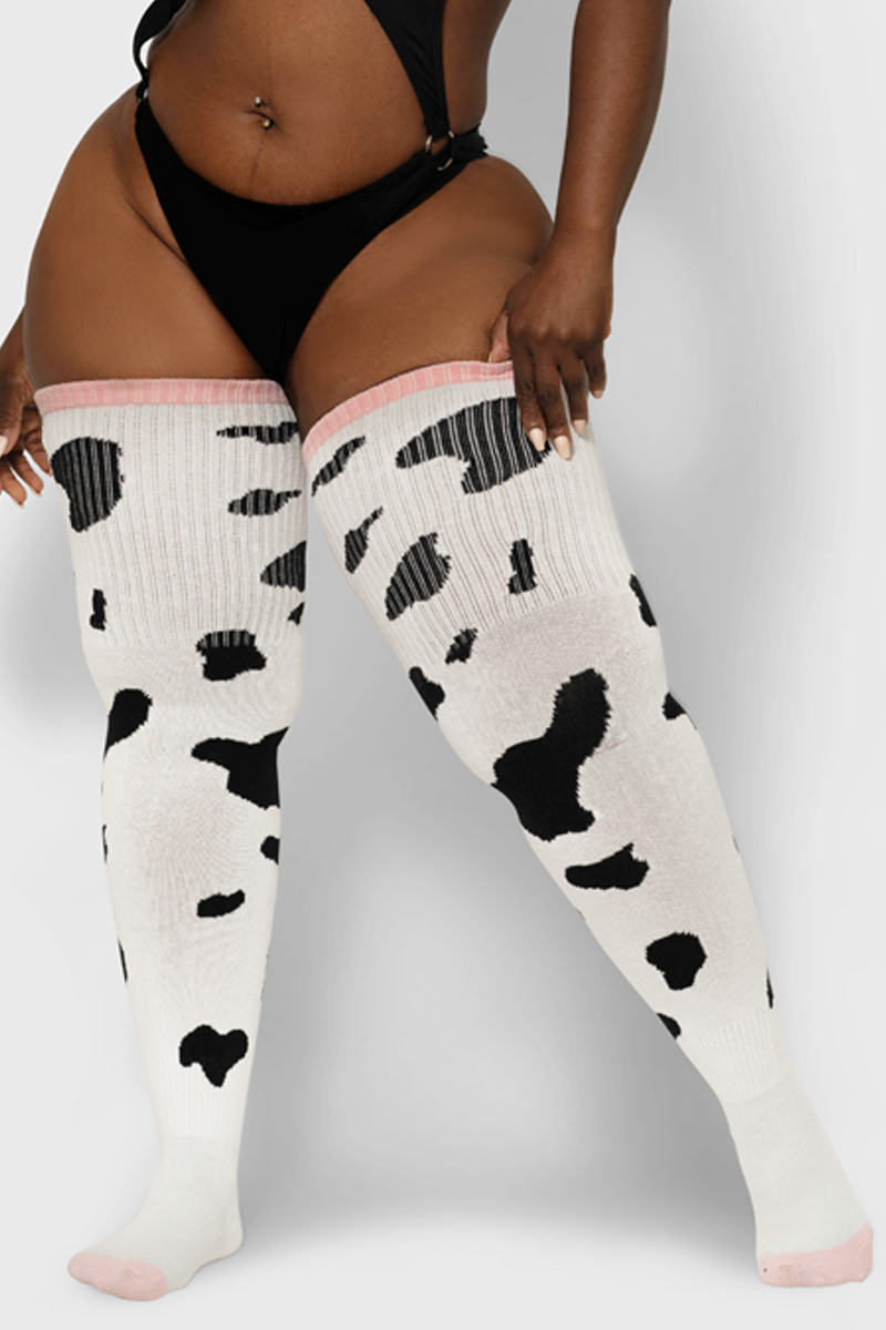 Thunda Tūbbies - Cow Print (White w/Black Spots)
