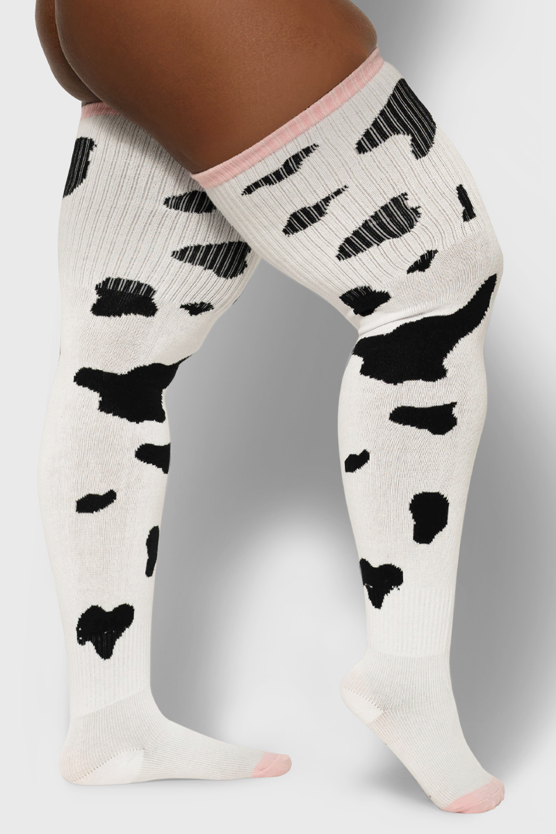 Thunda Tūbbies - Cow Print (White w/Black Spots)